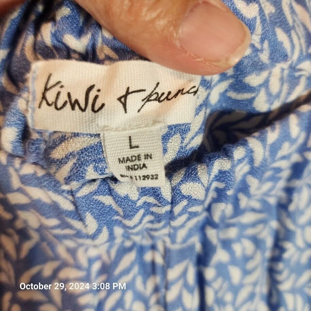 Kiwi + Punch Wide Leg Sarong Pant And Smocked Crop Top Set Blue Women's Large - Picture 7 of 16